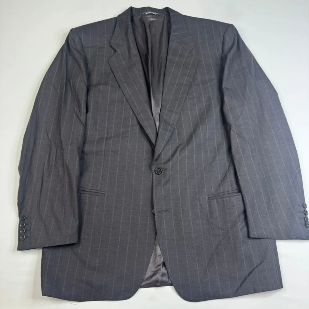 Canali Blazer Mens 54 (US44) Charcoal Grey Loro Piana Wool Pinstripe Suit Jacket